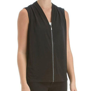 NWOT TAHARI “Tessa” V-Neck Zip Front Blouse